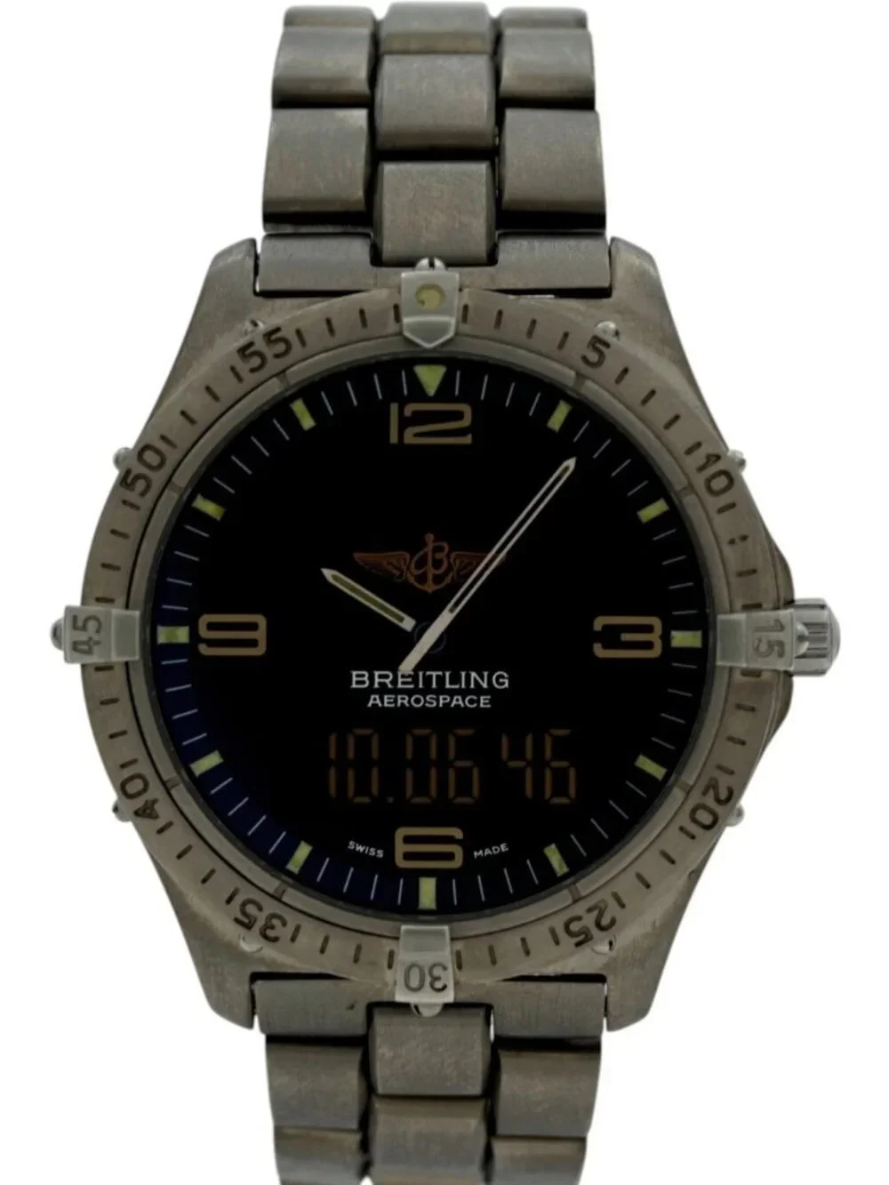 Breitling 40mm Men's Aerospace Titanium Multifunction Blue Dial Watch- E56062!